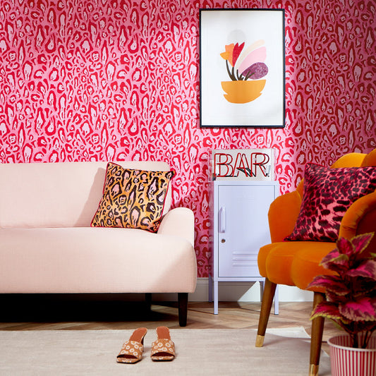 LH900398 - Animal Instinct Wallpaper - Candy Pink & Red - Lust Home