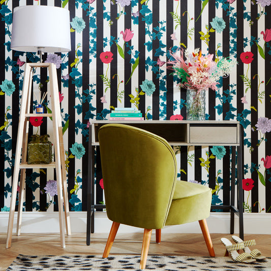 LH900400 - Secret Garden Wallpaper - Liquorish with Brights - Lust Home