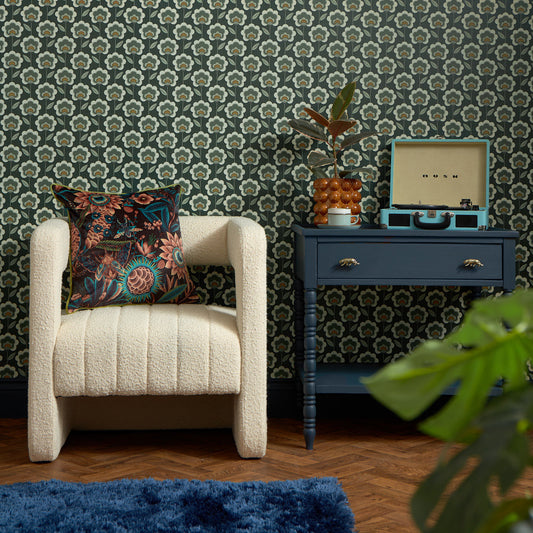 LH900450 - Happy Glamper Wallpaper - Dark Forest, Sage & Sand - Lust Home