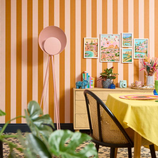 LH900460 - Signature Stripe Wallpaper - Candy Floss & Cinnamon - Lust Home