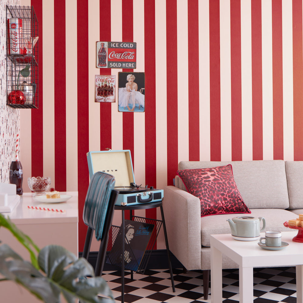 LH900461 - Signature Stripe Wallpaper - Candy Floss & Poison Apple - Lust Home