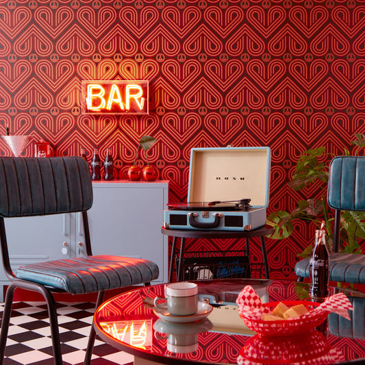 LH900464 - Peace and Love Wallpaper - Coral & Rouge on Twilight - Lust Home