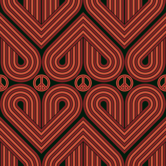 LH900464 - Peace and Love Wallpaper - Coral & Rouge on Twilight - Lust Home