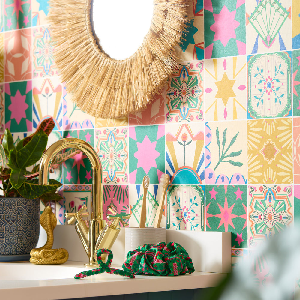 LH900484 - Out on the Tiles Wallpaper - Summer Brights - Lust Home