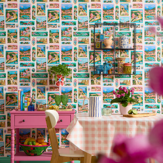 LH900485 - Send Me a Postcard Wallpaper - Summer Brights - Lust Home