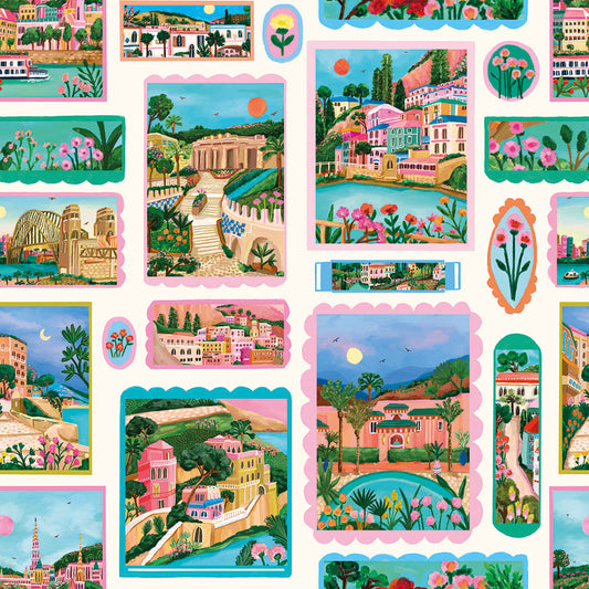 LH900485 - Send Me a Postcard Wallpaper - Summer Brights - Lust Home