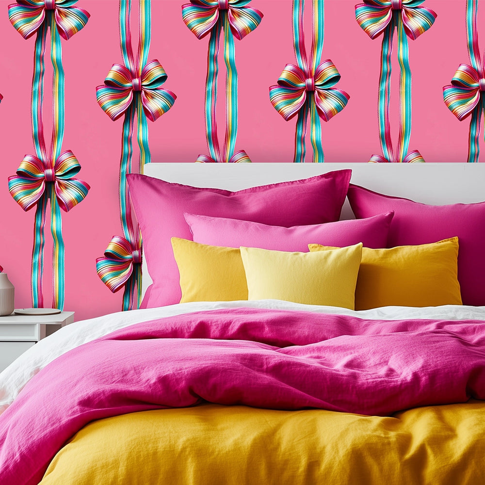LH900600 - Put a Bow on it Wallpaper - Candy Pink - Lust Home