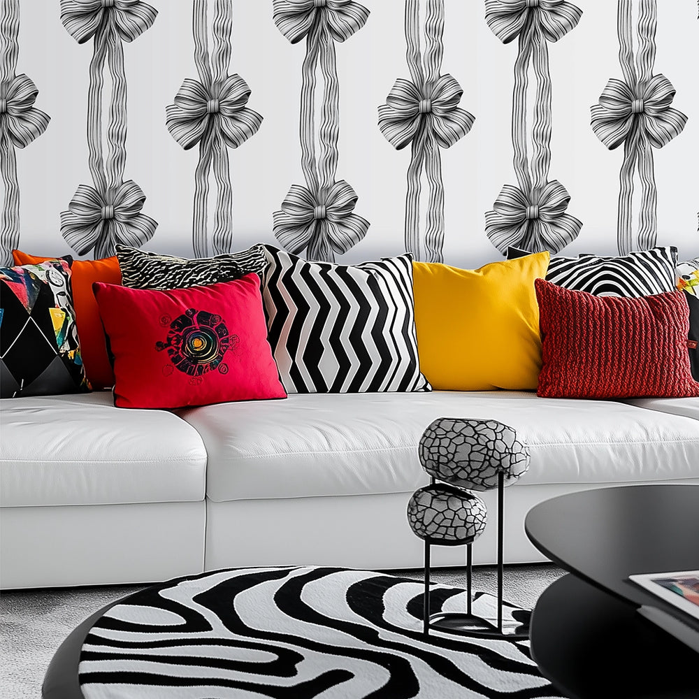 LH900601 - Put a Bow on it Wallpaper - Monochrome - Lust Home