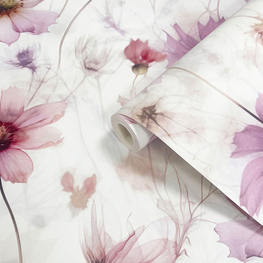 Lissa Flowers Wallpaper - Pink - Muriva