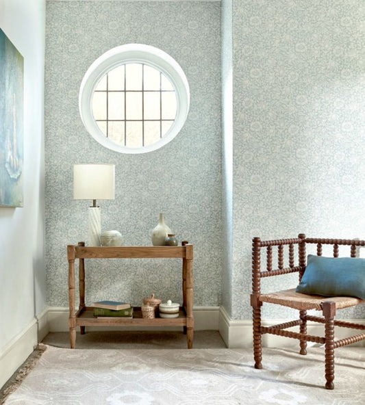 Mallow Wallpaper - Chalk Duck Egg - 216679 - Morris & Co