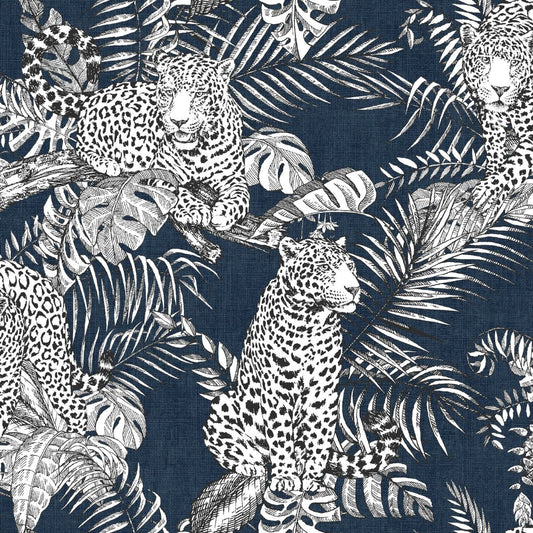 Mamboa Leopard Wallpaper - Blue - Muriva