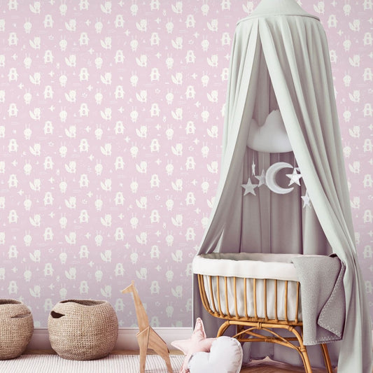 My Kingdom Little Critters Wallpaper - Pink - Muriva