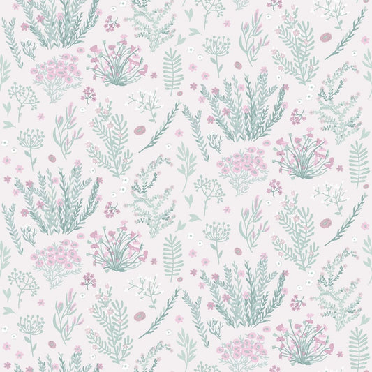 My Kingdom Wild Meadow Wallpaper - Pink & Green - Muriva