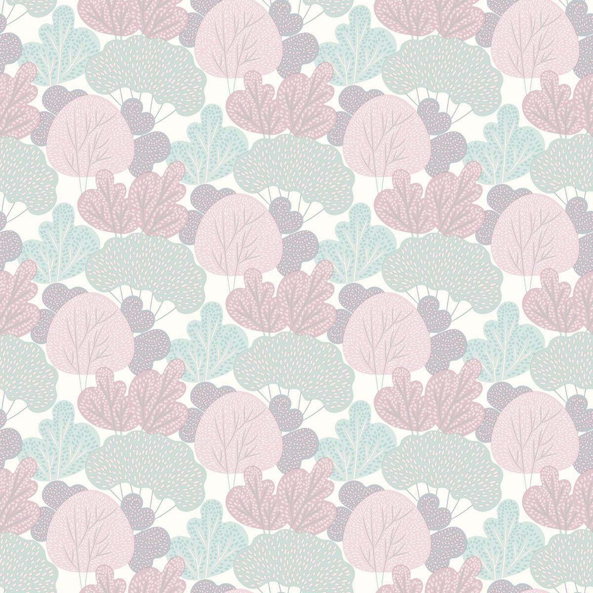 My Kingdom Wood Grove Wallpaper - Pink & Teal - Muriva