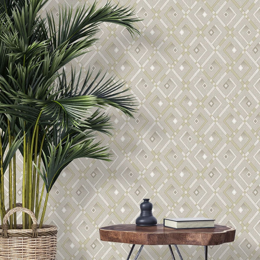 Odyssee Ithaca Geo Wallpaper - Cream - Muriva