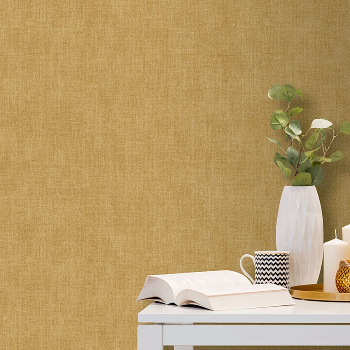 Odyssee Sindon Texture Wallpaper - Ochre - Muriva