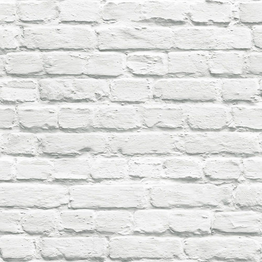 Painted Brick Wallpaper - White - Muriva