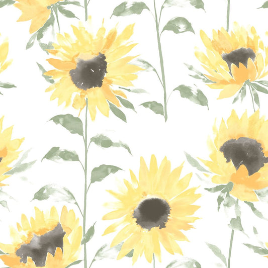 Painted Sunflowers Wallpaper - Yellow - Muriva