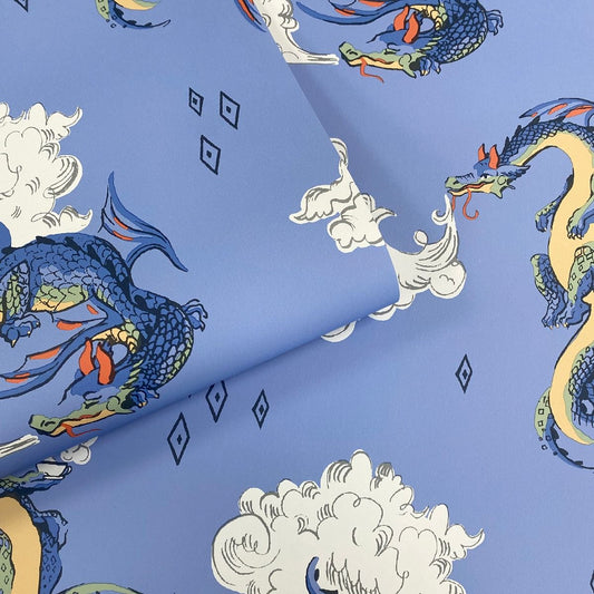 Peace Dragon Wallpaper - Blue - Muriva
