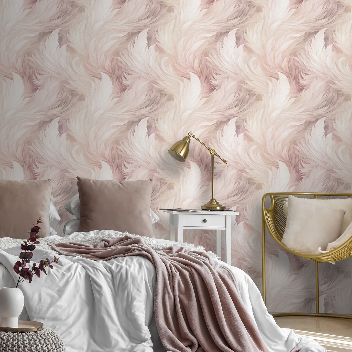 Plumes Wallpaper - Blush - Muriva