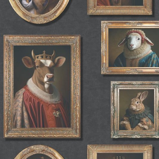 Regal Animals Wallpaper - Multi - Muriva