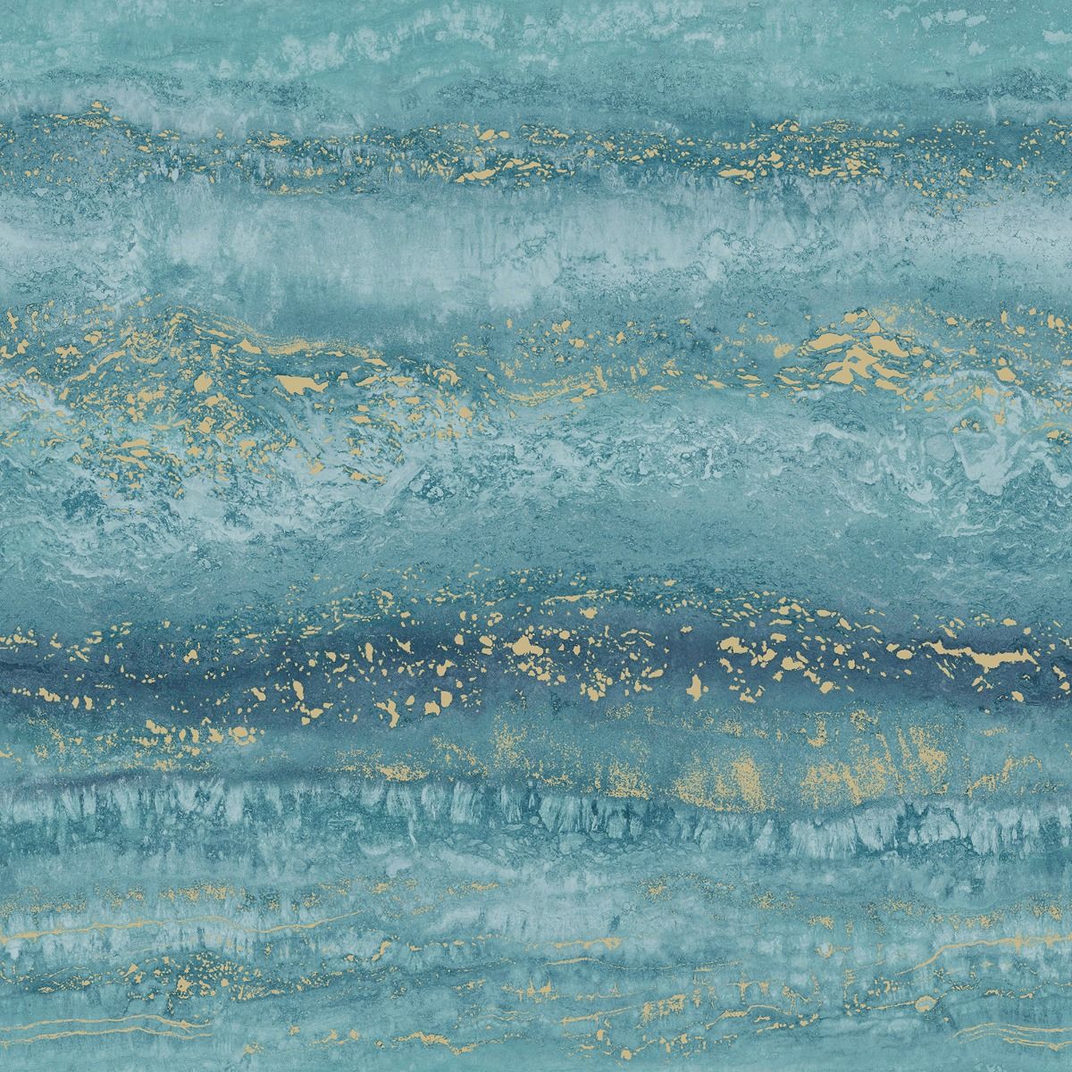 Semper Marble Wallpaper - Teal / Gold - Muriva