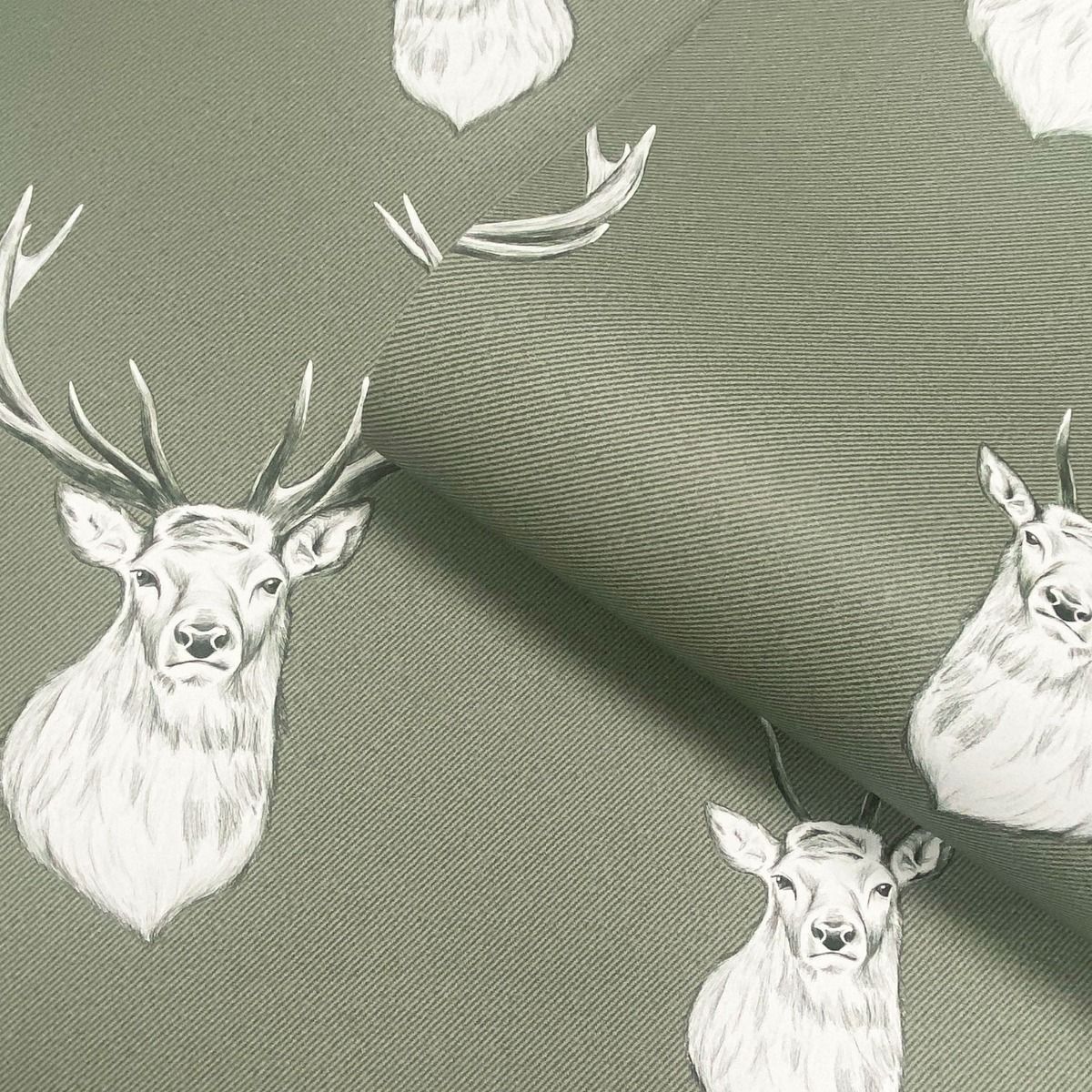 Stag Wallpaper - Sage Green - Muriva