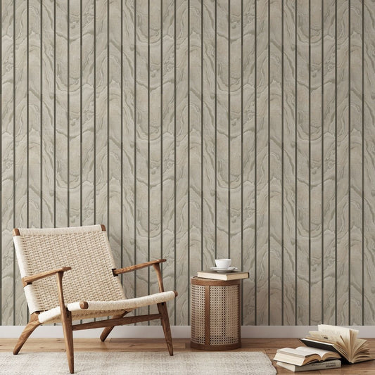 Woodgrain Panel Wallpaper - Natural - Muriva