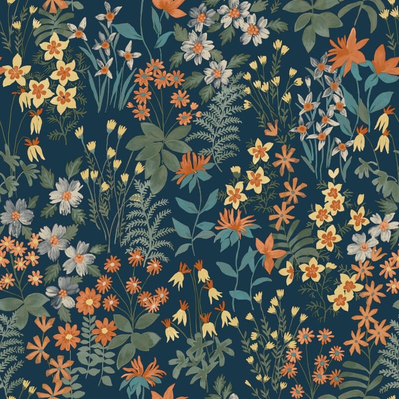 Agnala Floral Wallpaper - Navy Multi - Grandeco - A70903Wallpaper199
