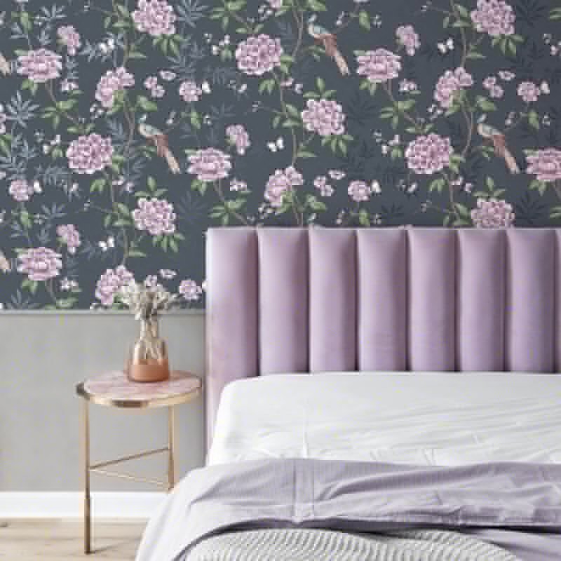 Akina Floral Wallpaper - Navy - Crown - M1723Wallpaper199