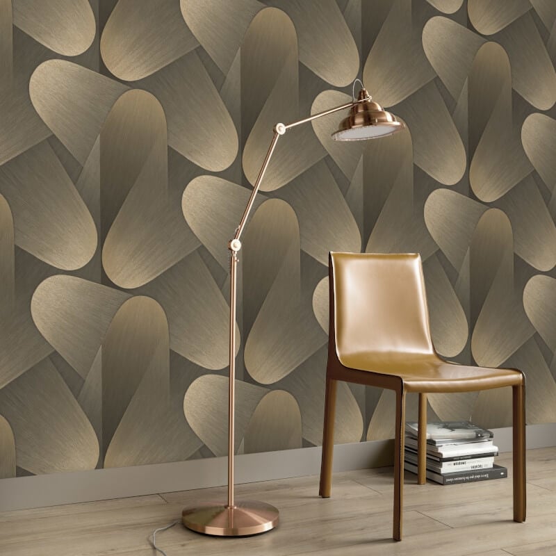Allure Retro Geometric Metallic Wallpaper - Dark Gold - Erismann - 10423 - 15Wallpaper199