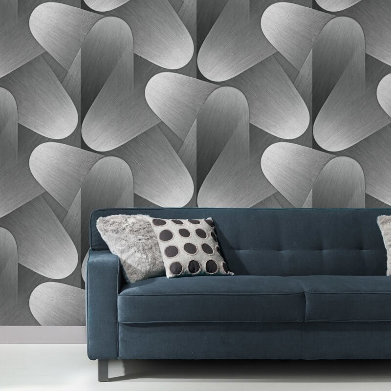Allure Retro Geometric Metallic Wallpaper - Grey - Erismann - 10423 - 29Wallpaper199