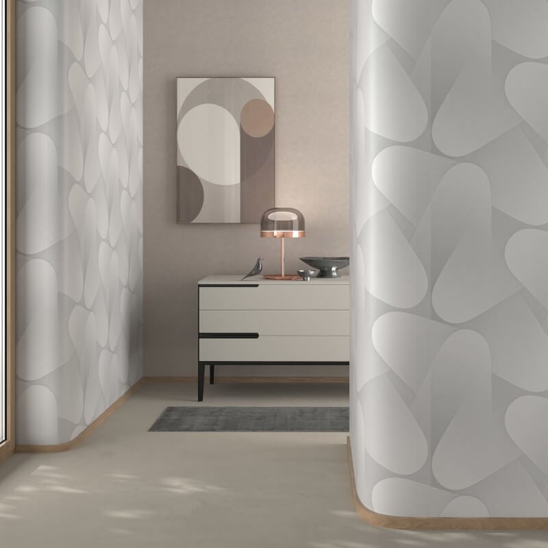 Allure Retro Geometric Metallic Wallpaper - White/Grey - Erismann - 10423 - 31Wallpaper199