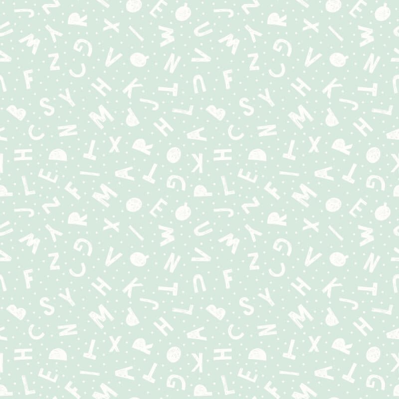 Alphabet Jumble Wallpaper - Seafoam - Hoopla Walls - HWA1280WWallpaper199