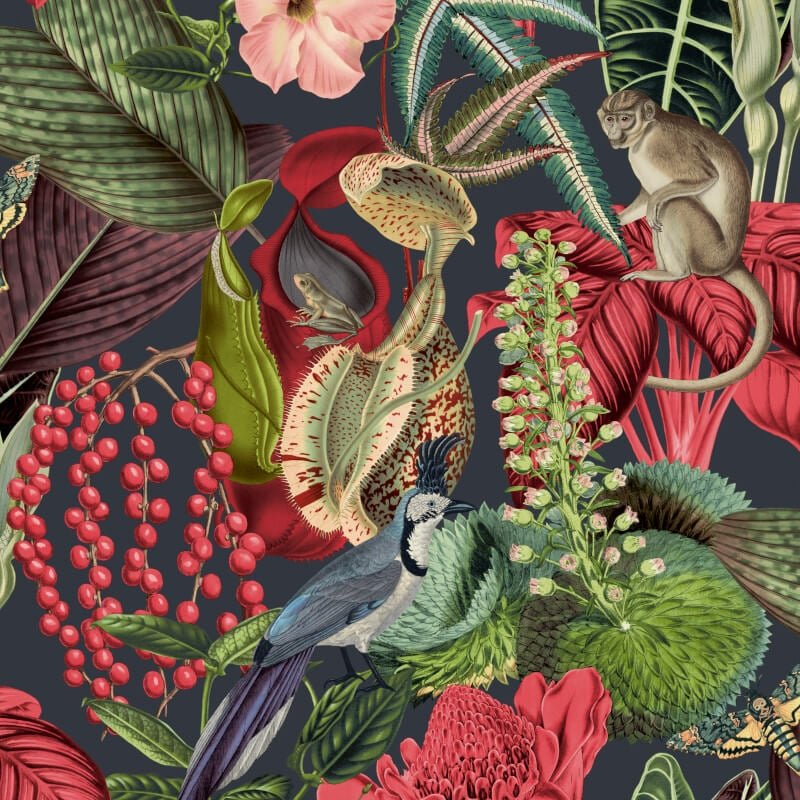 Amazon Monkeys Tropical Floral Wallpaper - Multi - Grandeco - JF2201Wallpaper199