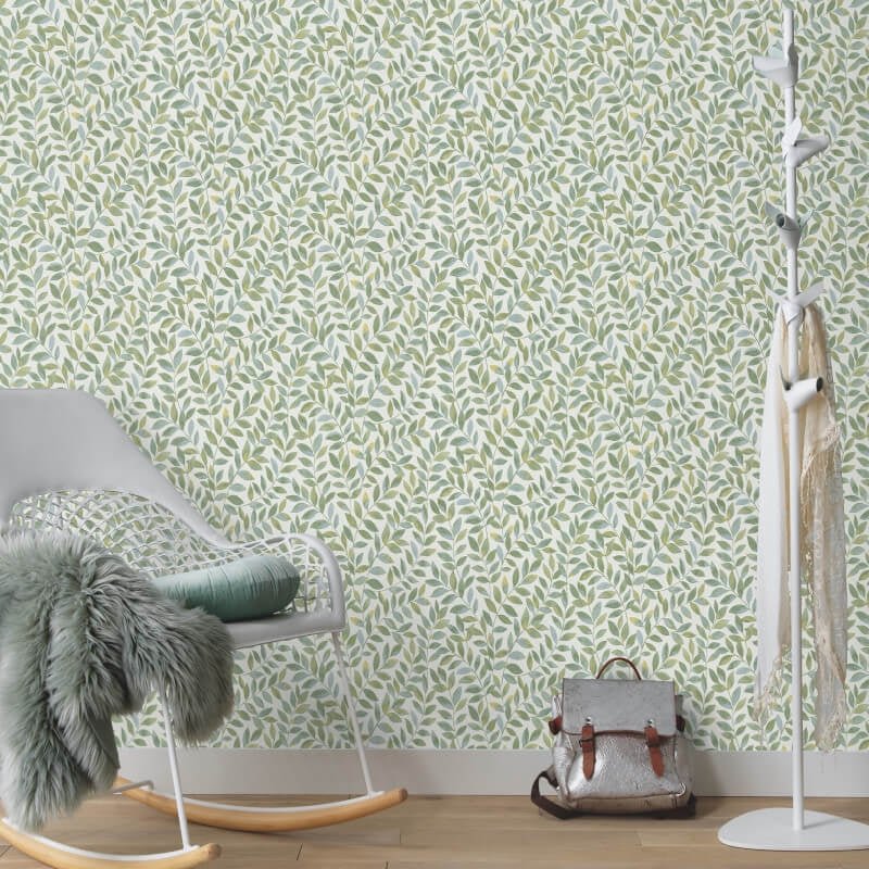 Ameroso Leaf Metallic Wallpaper - Green - Erismann - 10462 - 07Wallpaper199