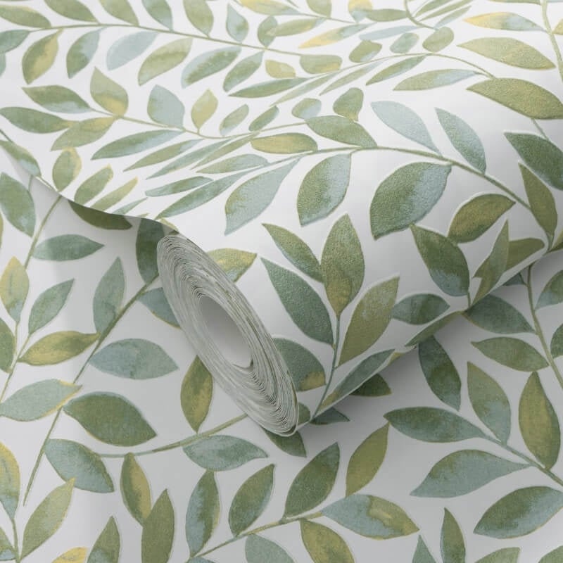 Ameroso Leaf Metallic Wallpaper - Green - Erismann - 10462 - 07Wallpaper199
