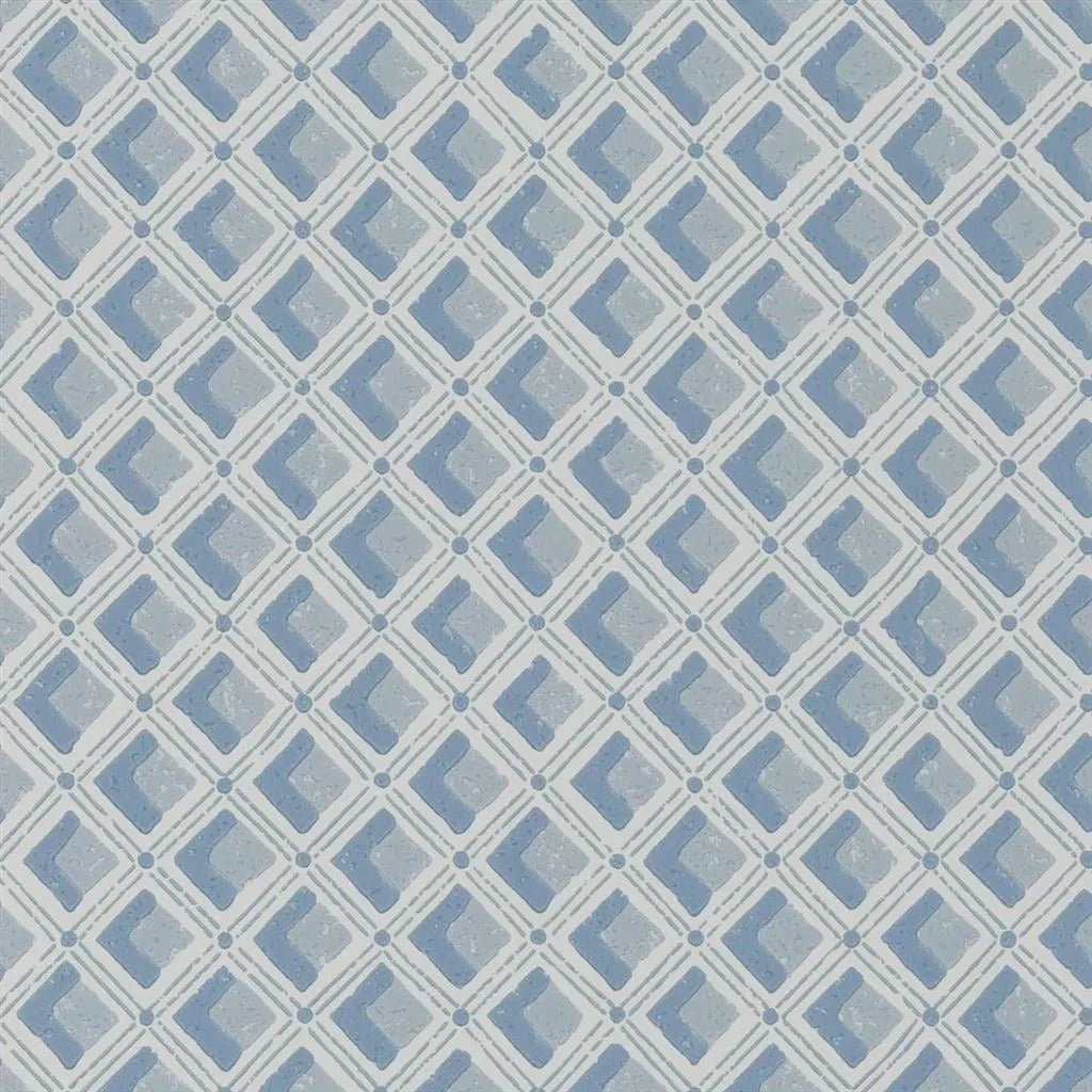 Amsee Geometric Wallpaper - Slate Blue - English Heritage - PEH0002/07Wallpaper199