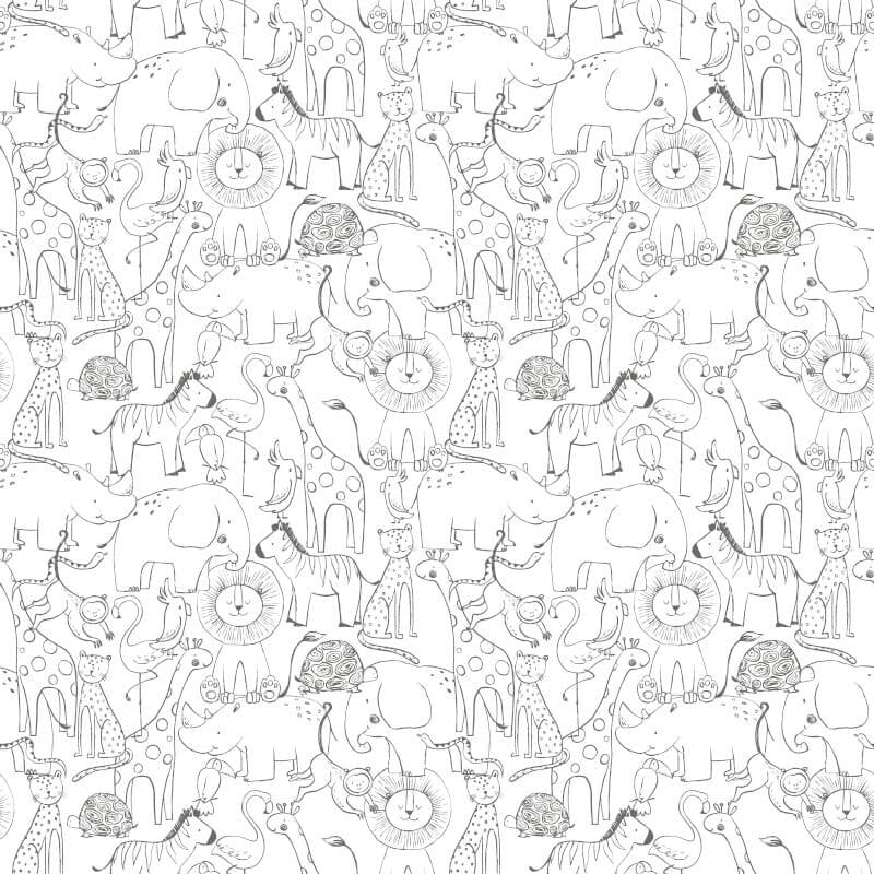Animal Doodle Wallpaper - Chalkboard - Hoopla Walls - HWA1275WWallpaper199