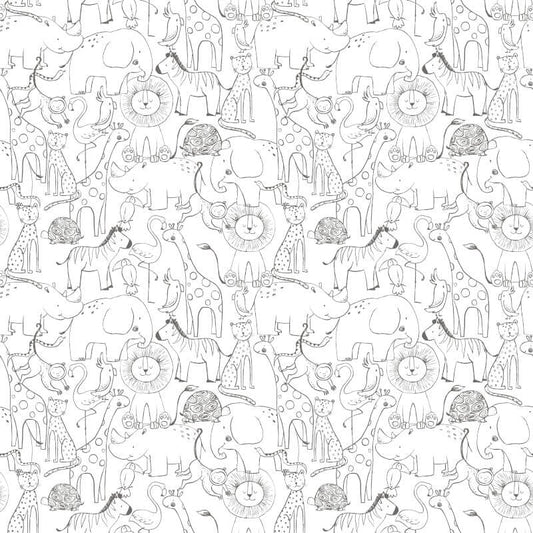 Animal Doodle Wallpaper - Chalkboard - Hoopla Walls - HWA1275WWallpaper199