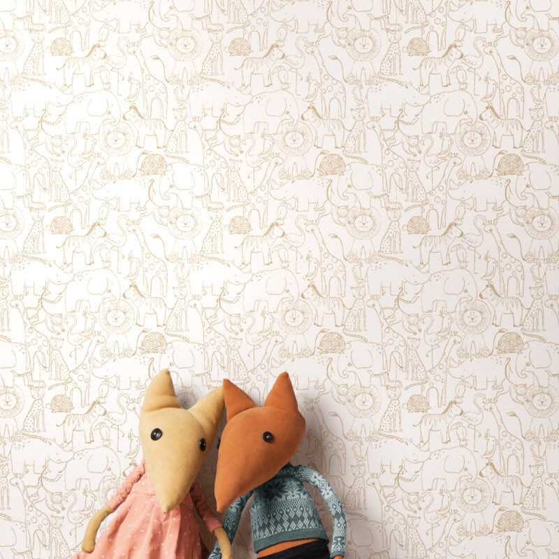Animal Doodle Wallpaper - Parchment - Hoopla Walls - HWA1277WWallpaper199