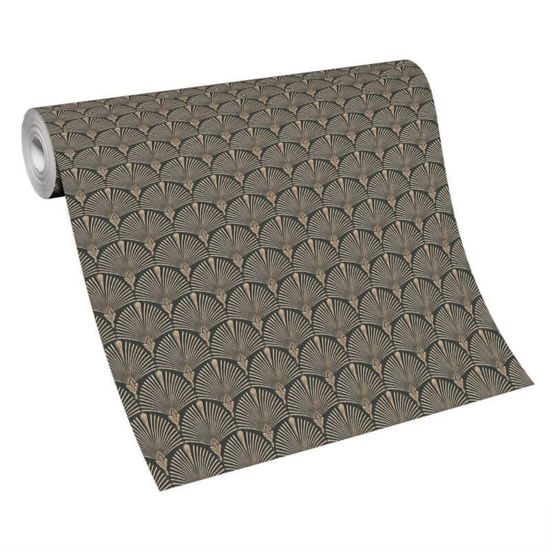 Antionette Fan Metallic Wallpaper - Black/Gold - Erismann - 10346 - 15Wallpaper199