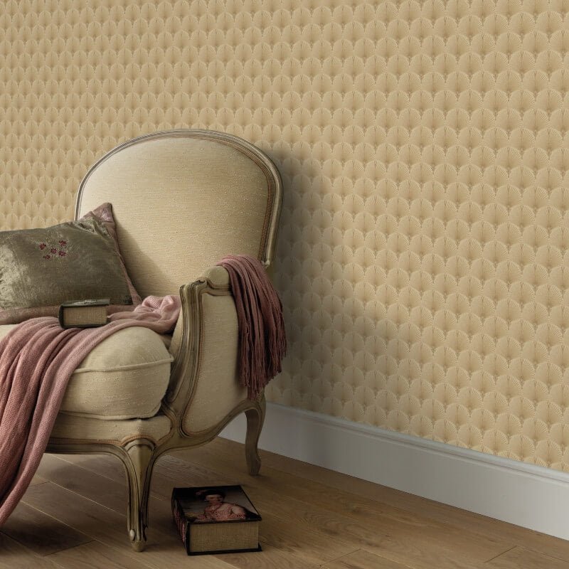 Antionette Fan Metallic Wallpaper - Gold - Erismann - 10346 - 30Wallpaper199