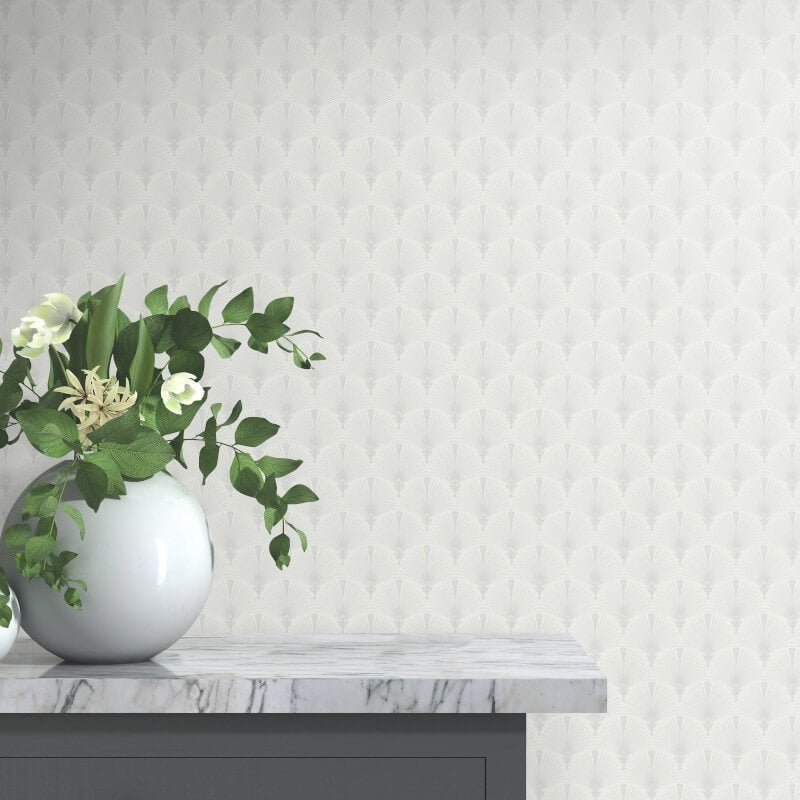 Antionette Fan Metallic Wallpaper - Silver/Grey - Erismann - 10346 - 31Wallpaper199