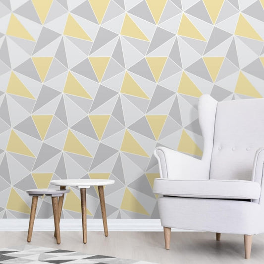 Apex Geo Wallpaper - Yellow/Grey - Fine Décor - FD41991Wallpaper199