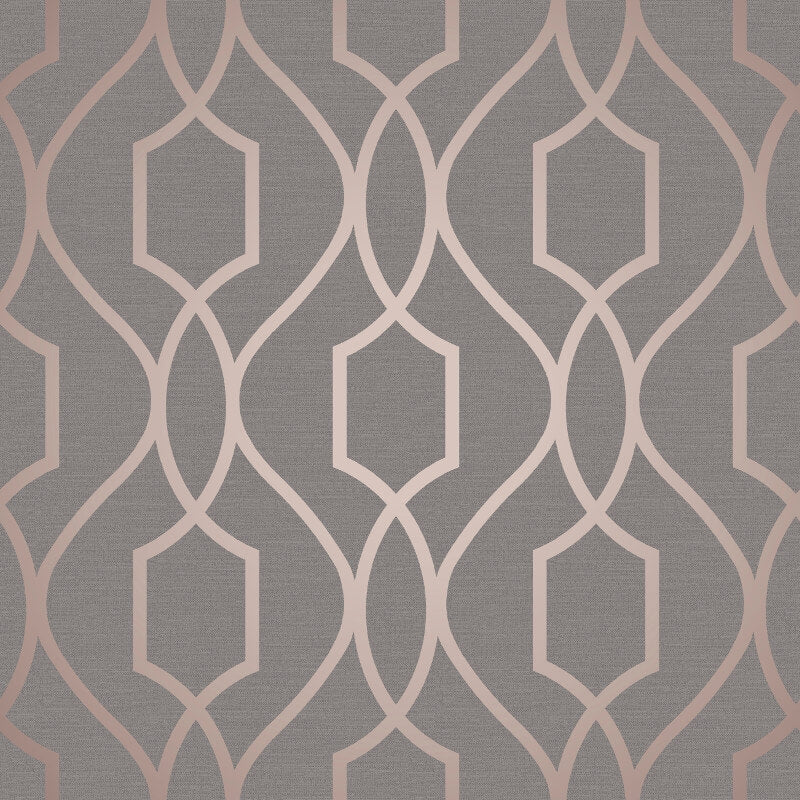Apex Trellis Metallic Wallpaper - Copper/Charcoal - Fine Décor - FD41998Wallpaper199