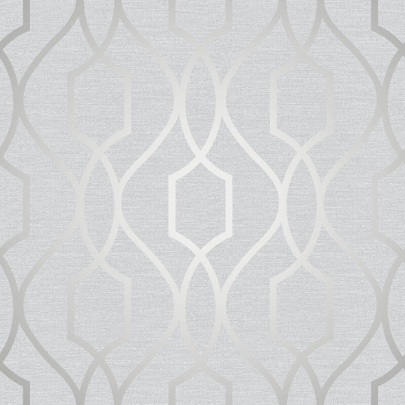Apex Trellis Metallic Wallpaper - Stone/Silver - Fine Décor - FD41995Wallpaper199
