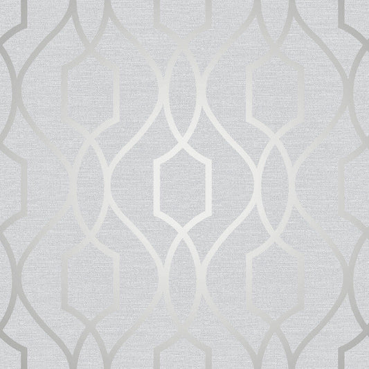 Apex Trellis Metallic Wallpaper - Stone/Silver - Fine Décor - FD41995Wallpaper199