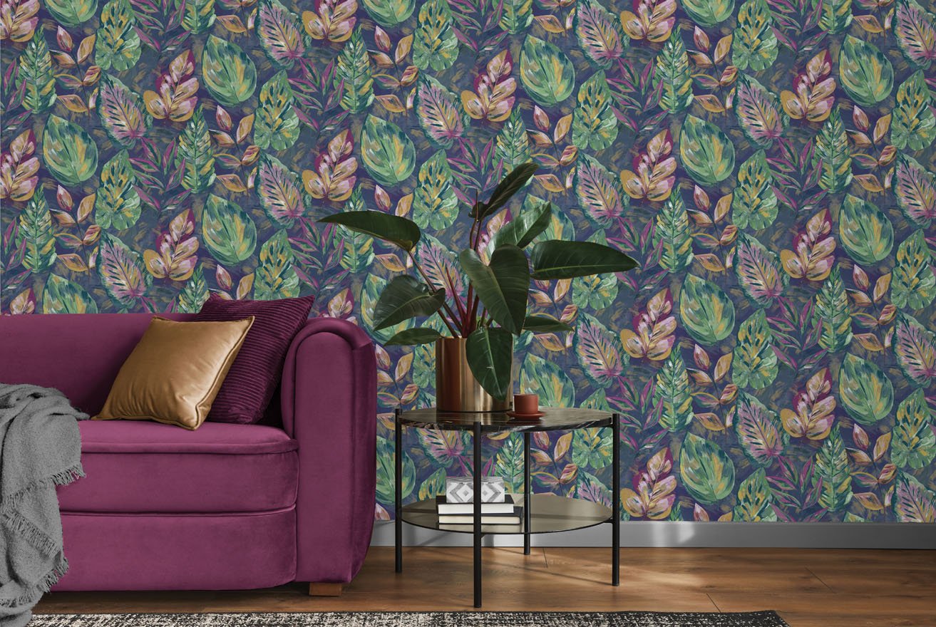 Aralia Wallpaper - Navy / Pink - Holden Décor - 36112Wallpaper199