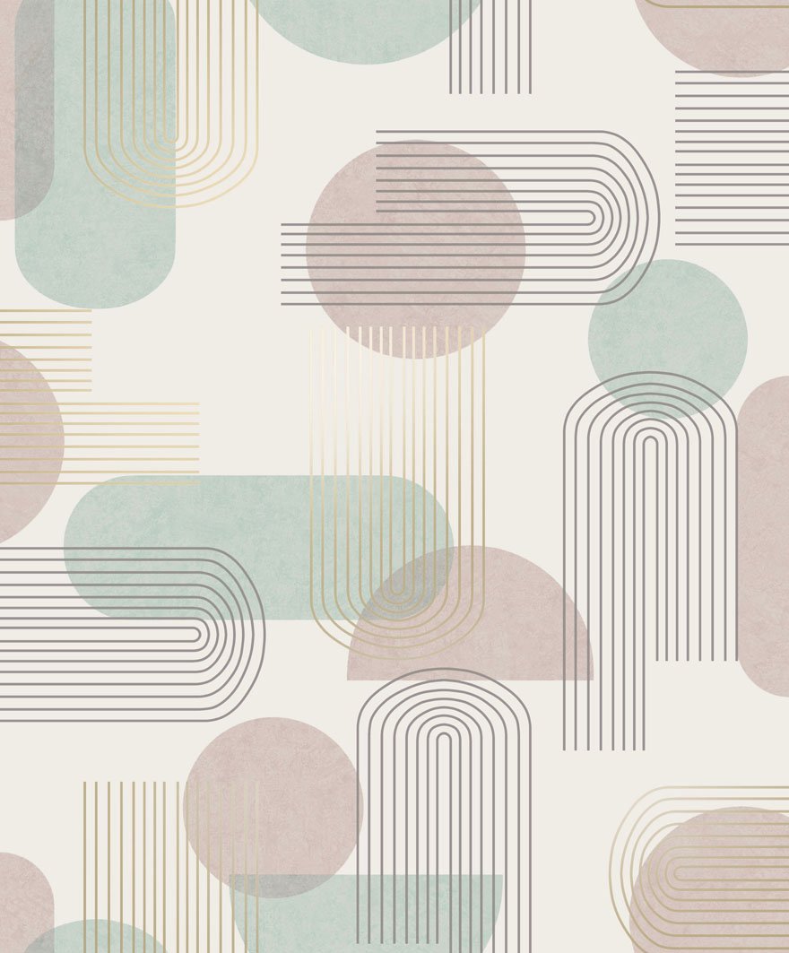 Arch Geo Wallpaper - Duck Egg/Pink - Holden Décor - 13090Wallpaper199